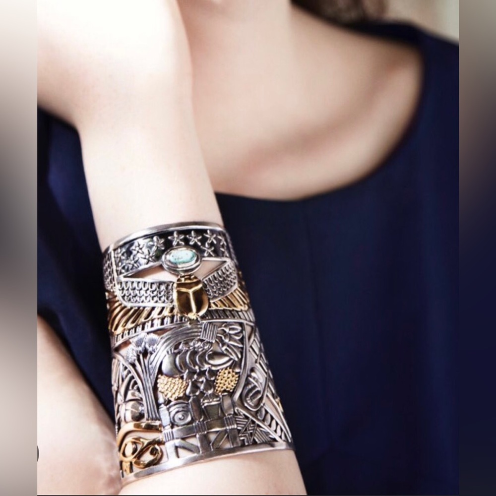AZZA FAHMY The Pharaonic Tale Cuff Silver and gold cuff-bracelet